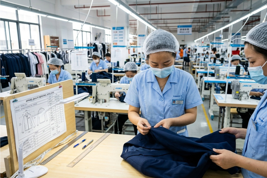 Quality control inspection in an apparel factory