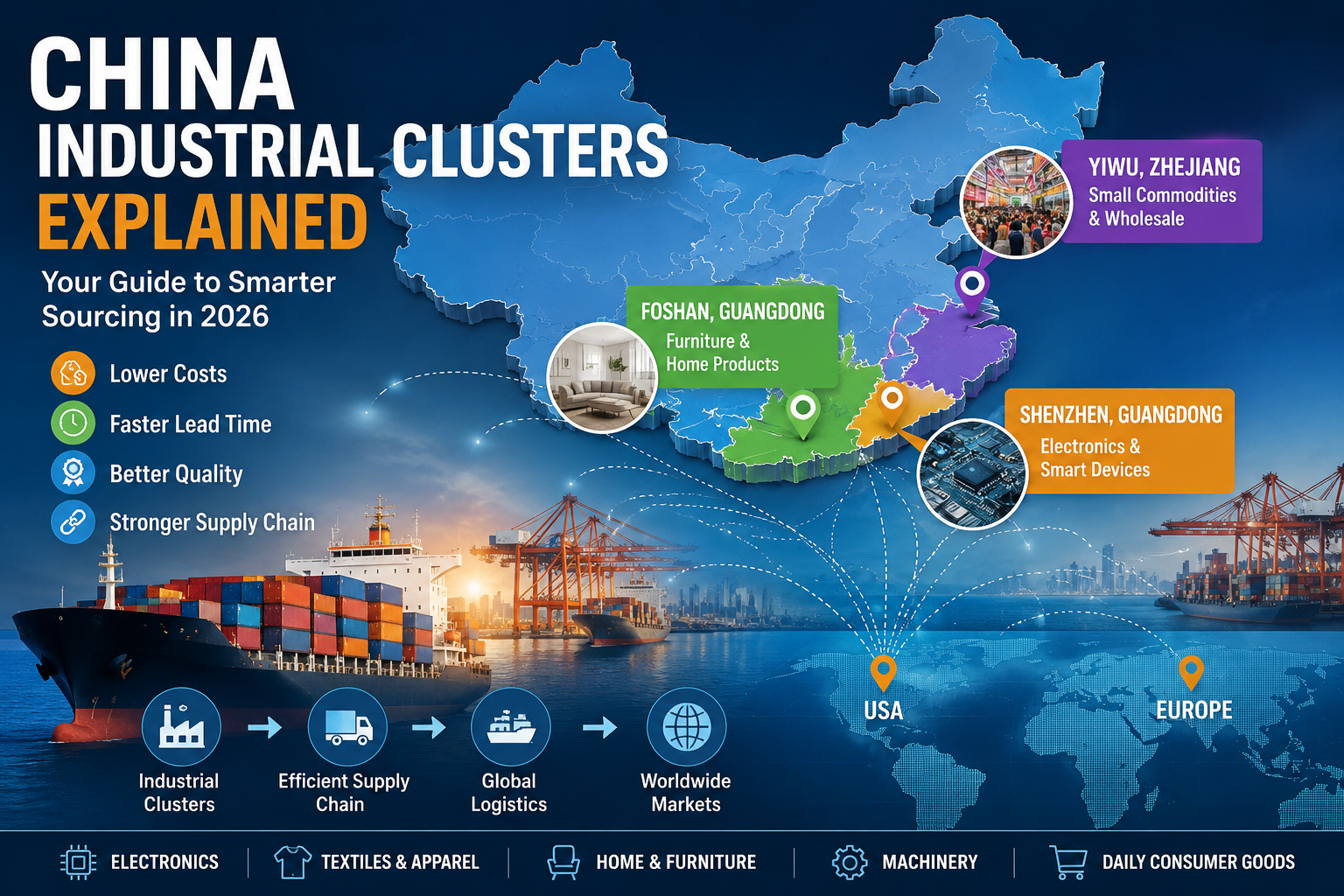 China Industrial Clusters Explained: How Sourcing from China’s industrial clusters Can Cut Costs by 30% in 2026
